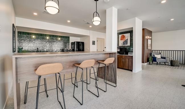counter seating and coffee counter in clubhouse