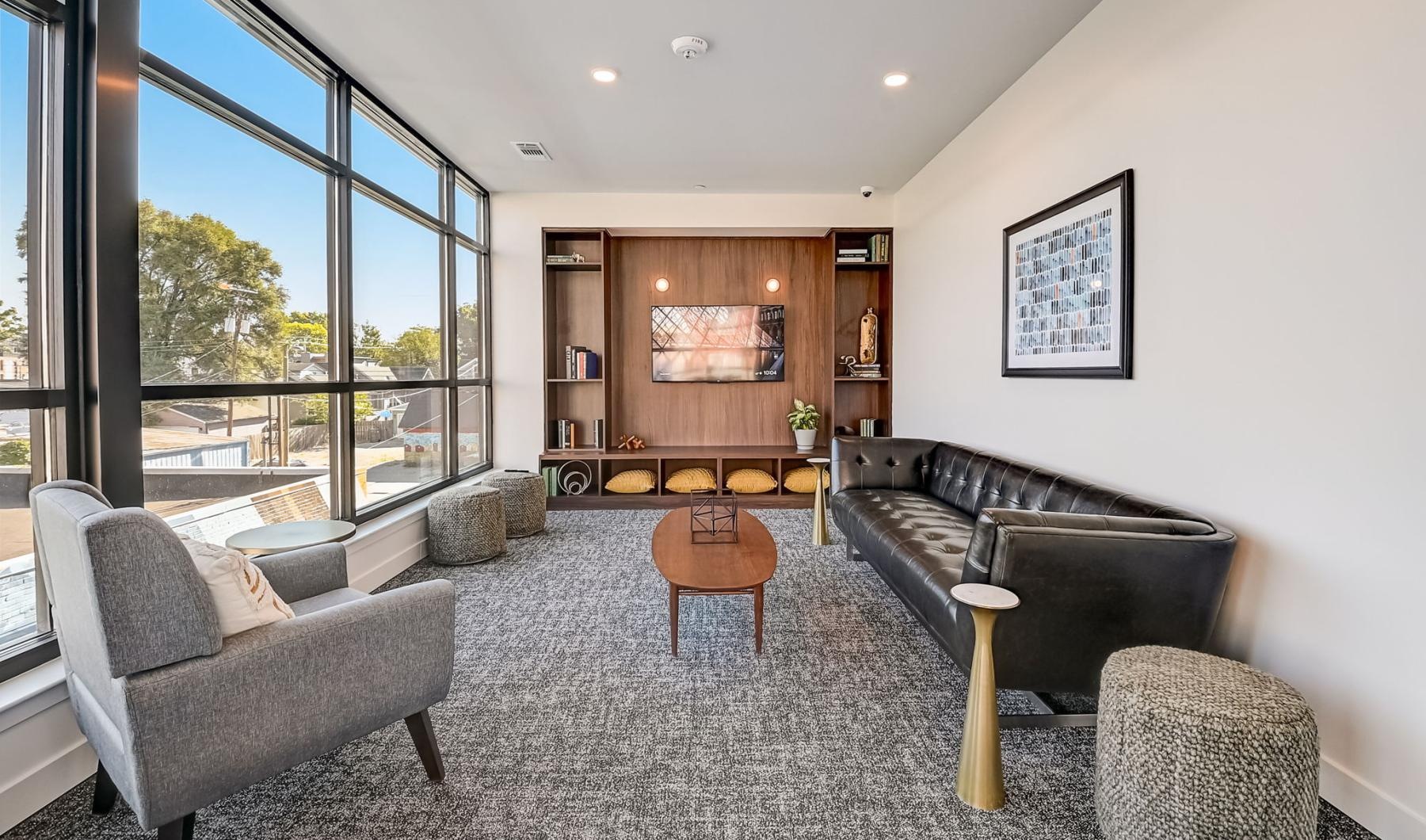 sitting room with large windows